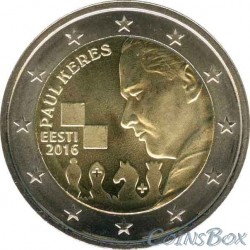Эстония. 2 евро. 2016 год. Шахматист Пауль Керес