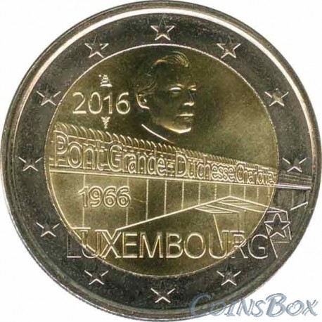 Люксембург. 2 евро. 2016 год. Мост герцогини Шарлотты.