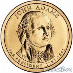 1 dollar. 2nd US president. John Adams.