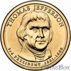 1 dollar. 3rd President of the United States. Thomas Jefferson.