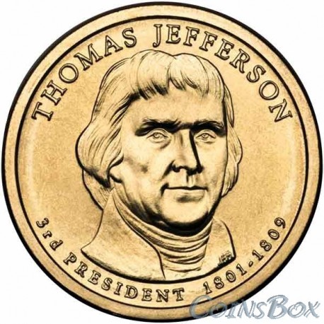 1 Доллар. 3-й президент США. Томас Джефферсон.