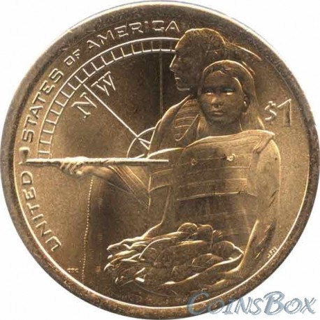 1 Доллар Сакагавея Помощь индейцев экспедиции Льюиса и Кларка 2014