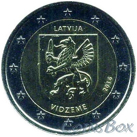Latvia 2 euros. 2016 Vidzeme