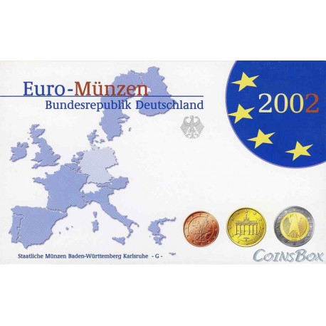 Германия 2002 G набор евро монет Пруф