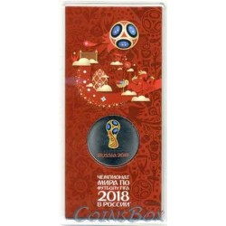 25 rubles 2018 World Cup soccer Cup colored. Blister.