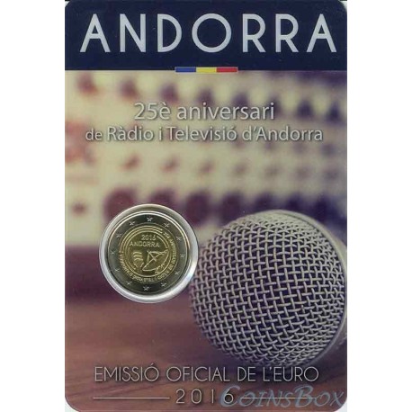 Andorra 2 euros 2016 25 years of radio and television