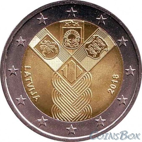 Latvia 2 euro 2018. 100 years of independence of the Baltic countries