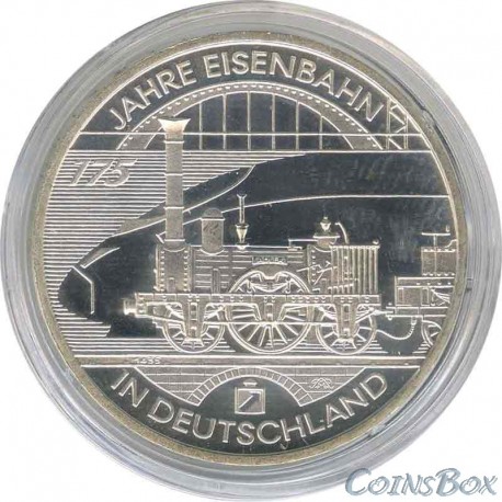 Германия 10 евро 2010 175 лет железной дороге в Германии