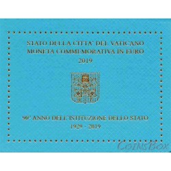 Vatican City 2 Euro 2019 year. 90th anniversary of the founding of the Vatican City State