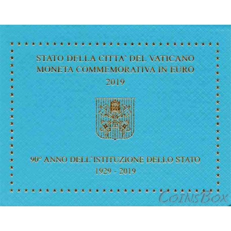 Ватикан 2 евро 2019 год. 90-летие основания города‑государства Ватикан
