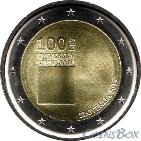 Slovenia 2 euro 2019 year. 100th anniversary of the University of Ljubljana