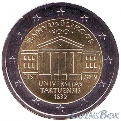 Эстония 2 евро 2019 100 лет Тартуский университет