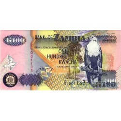 Banknote of Zambia 100 kvacha 1992