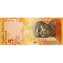 Банкнота Венесуэла 5 боливаров 2014