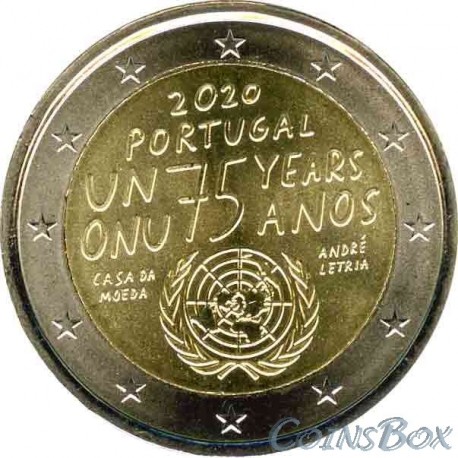 Portugal 2 euros 2020 75 years of the UN