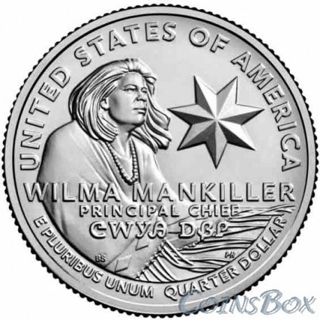 25 центов 2022 3-й. Вилма Мэнкиллер - первая женщина-вождь племени чероки