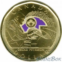 Канада 1 доллар 2022. Оскар Питерсон. Цветная
