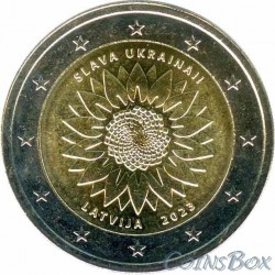 Latvia 2 euro 2023 Ukrainian sunflower