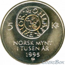 Norway 5 kroner 1995 1000 years of Norwegian coinage