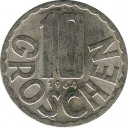 Австрия 10 грошей 1964