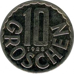 Австрия 10 грошей 1988