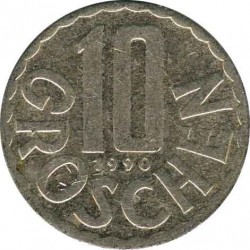 Австрия 10 грошей 1990
