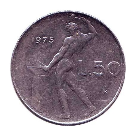 Италия 50 лир 1975 год