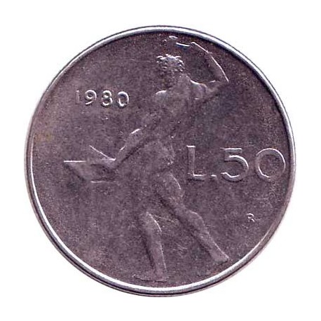 Италия 50 лир 1980 год