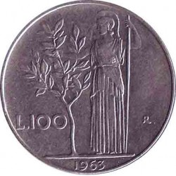 Италия 100 лир 1963 год