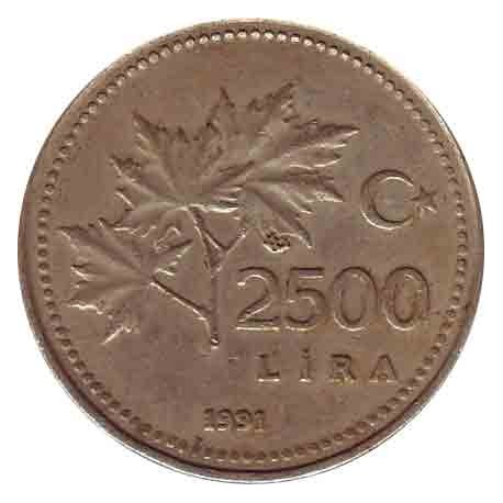 Turkey 2500 Lira 1991