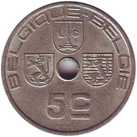 Бельгия 5 сантимов 1938 (BELGIQUE-BELGIE)