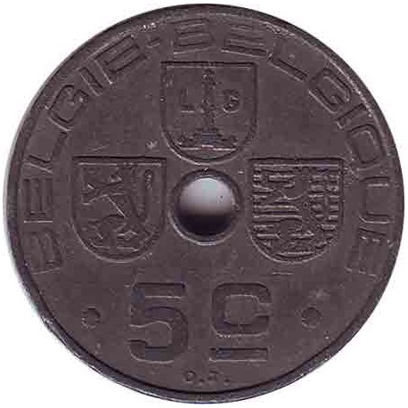 Бельгия 5 сантимов 1942 (BELGIE-BELGIQUE)